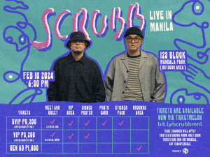  Tickets prices and tiers for SCRUBB Live in Manila